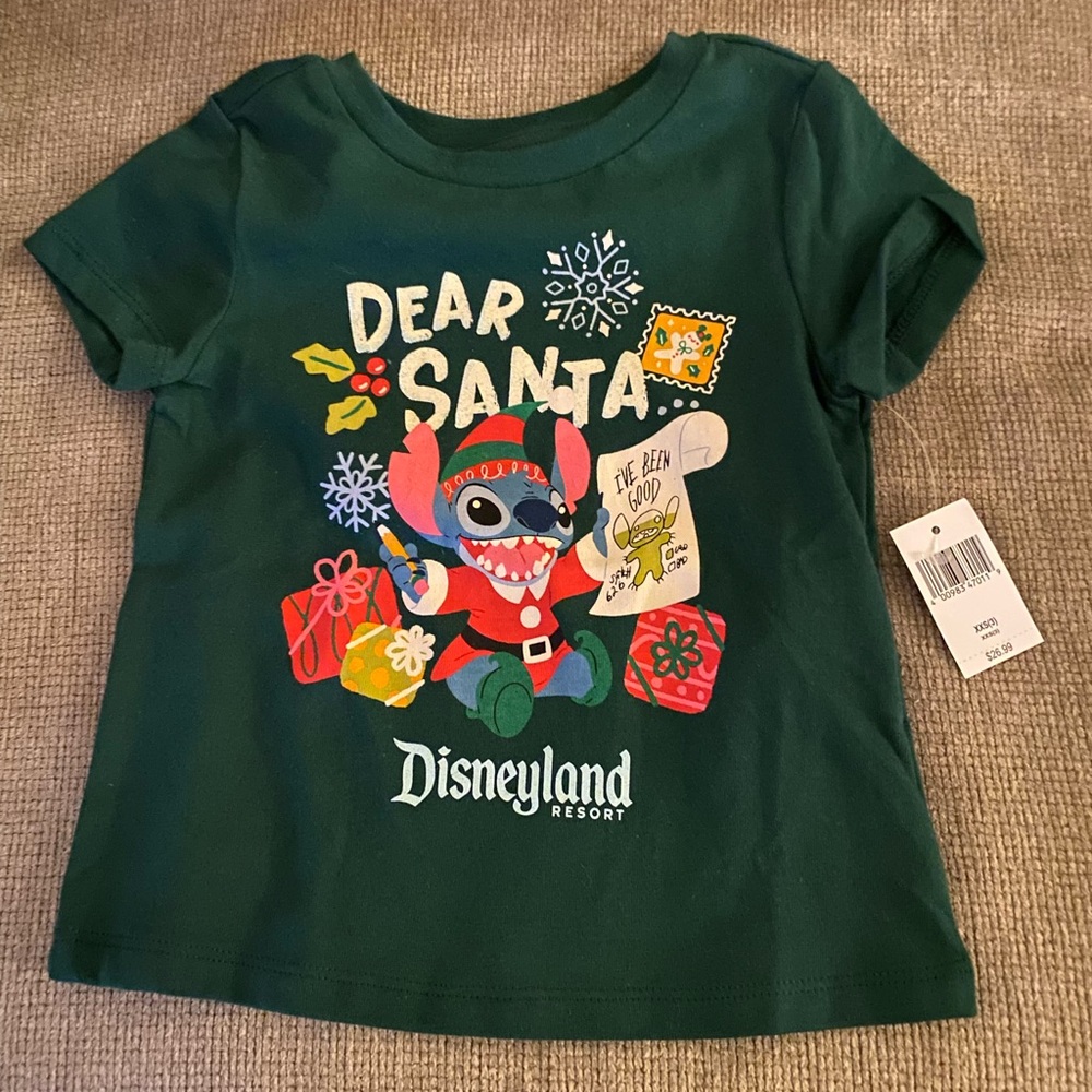 Disneyland Resort Green Stitch Santa Christmas T-Shirt NWT XXS(3)